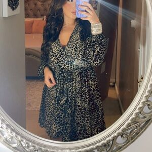 Lucy Paris Velvet Leopard Print Wrap Dress